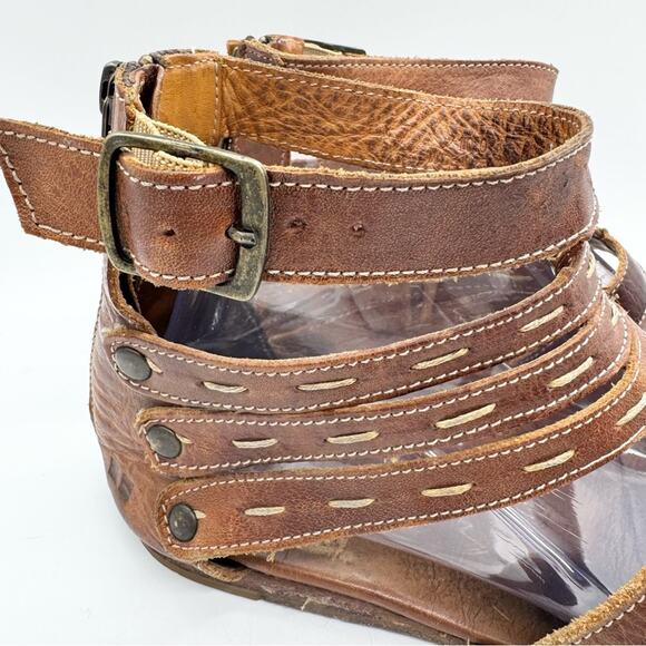 Bed Stu Womens Artemis Ankle Wrap Back Zip Gladiator Sandal In Tan Rustic Brown - Picture 4 of 15